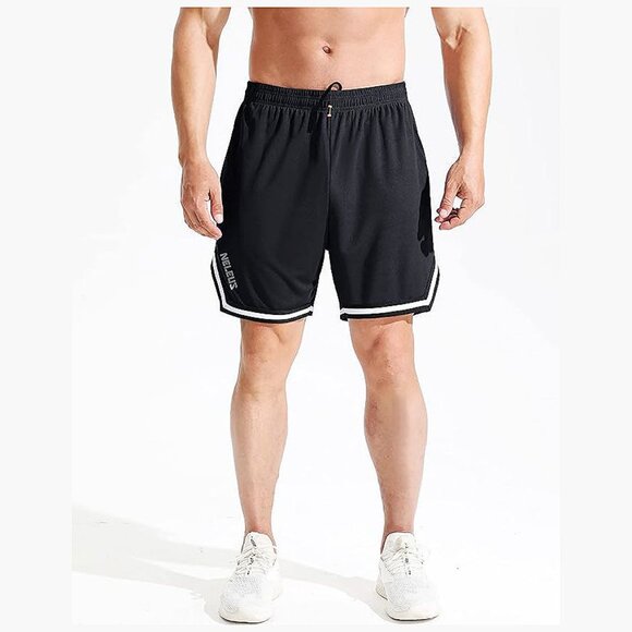 Men's 7 inch Lightweight Workout Running Shorts 6085# 3 Pack,black/Grey/Red - Picture 2 of 7